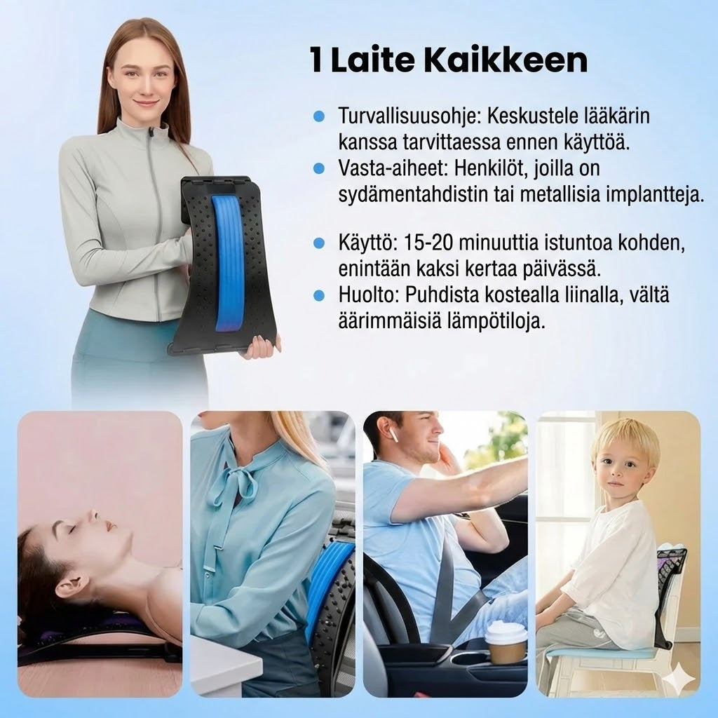 Magneettinen akupunktiohieronta- ja selkävenytin lannerangalle