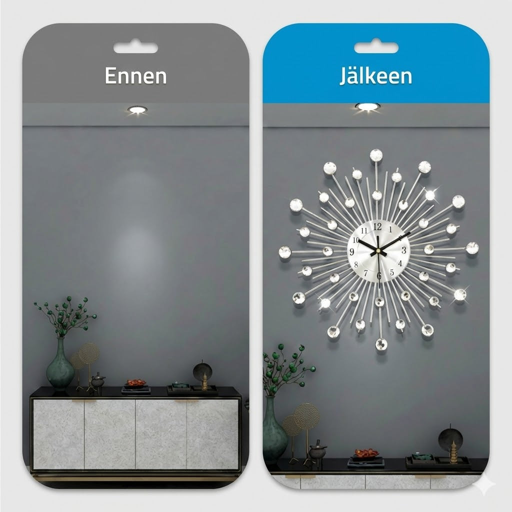 Tyylikäs strassiseinäkello