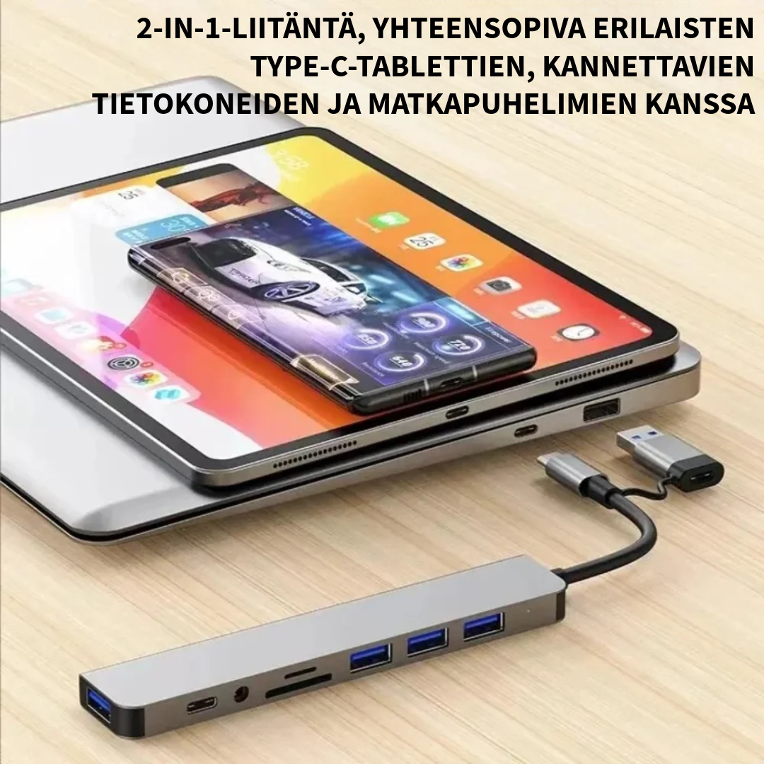 8-in-2 USB-hubi
