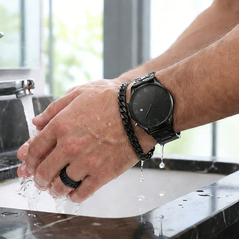 Minimalistinen miesten kvartsikello päivämääränäytöllä