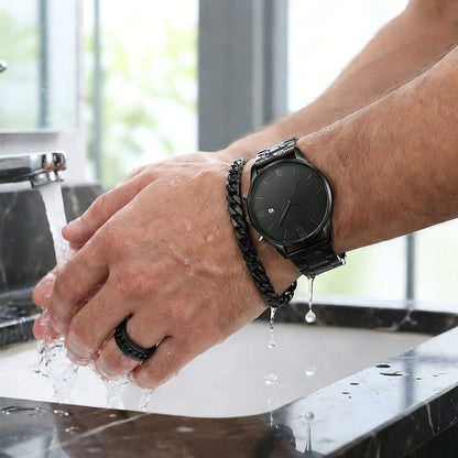 Minimalistinen miesten kvartsikello päivämääränäytöllä