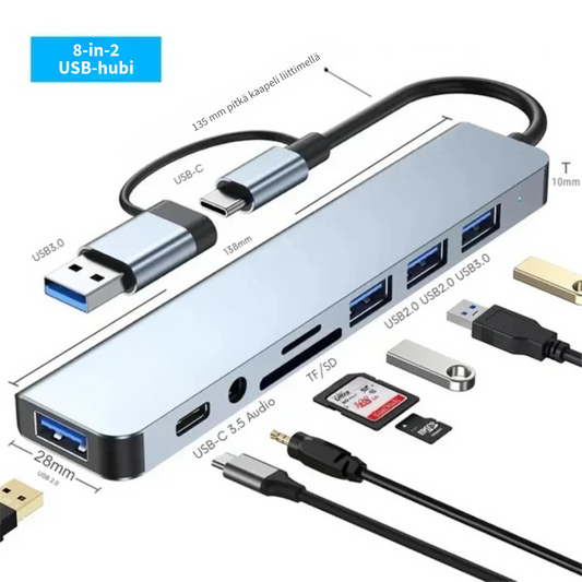 8-in-2 USB-hubi