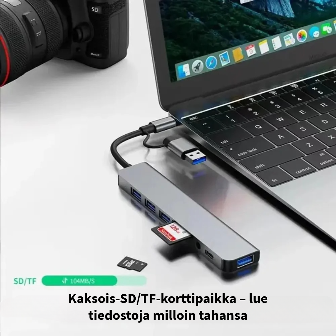 8-in-2 USB-hubi
