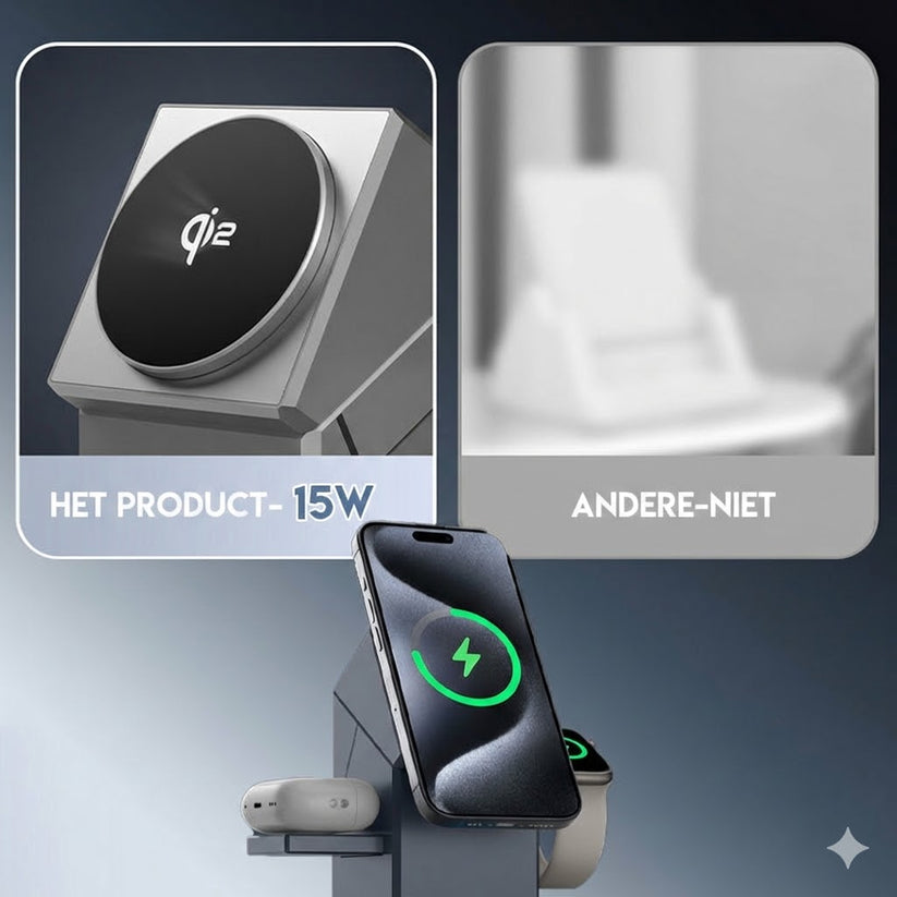 3-in-1 taitettava magneettinen langaton latausasema