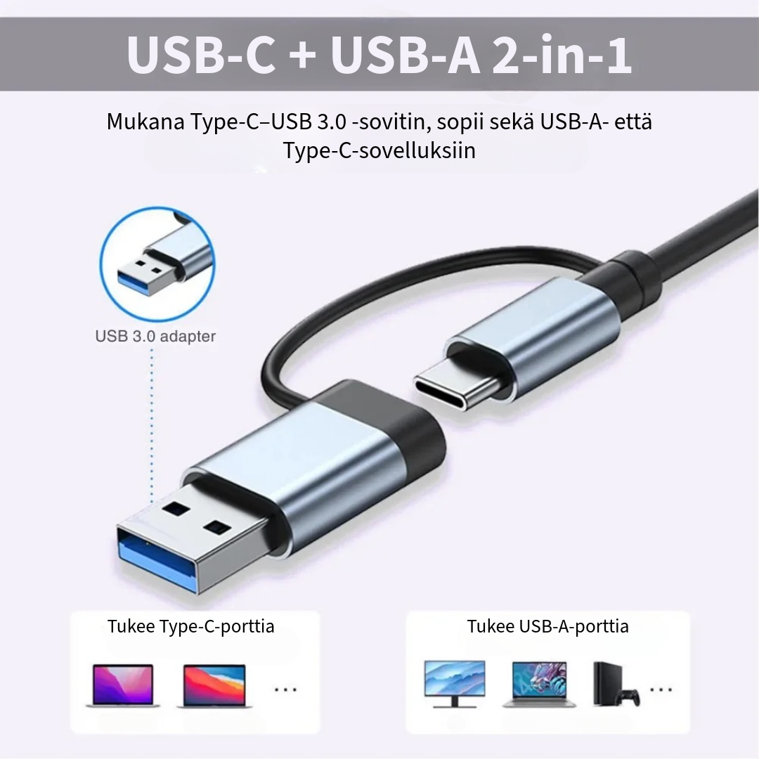 8-in-2 USB-hubi