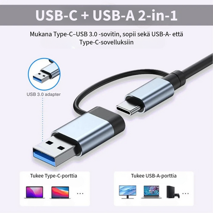 8-in-2 USB-hubi