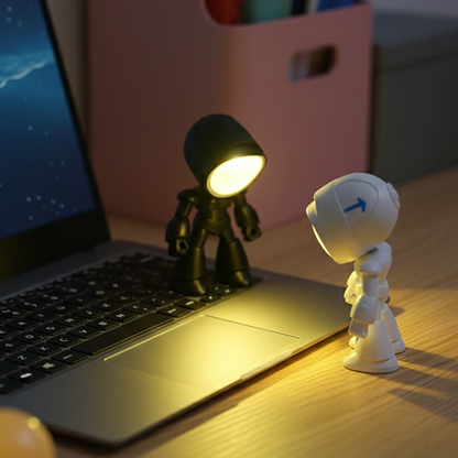 Mini luova robottipöytävalaisin