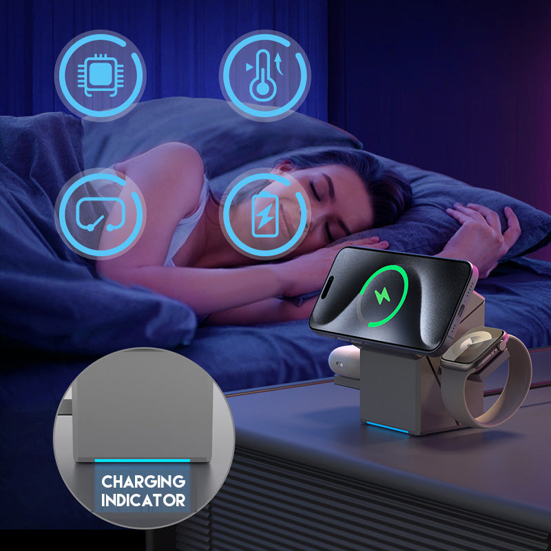 3-in-1 taitettava magneettinen langaton latausasema