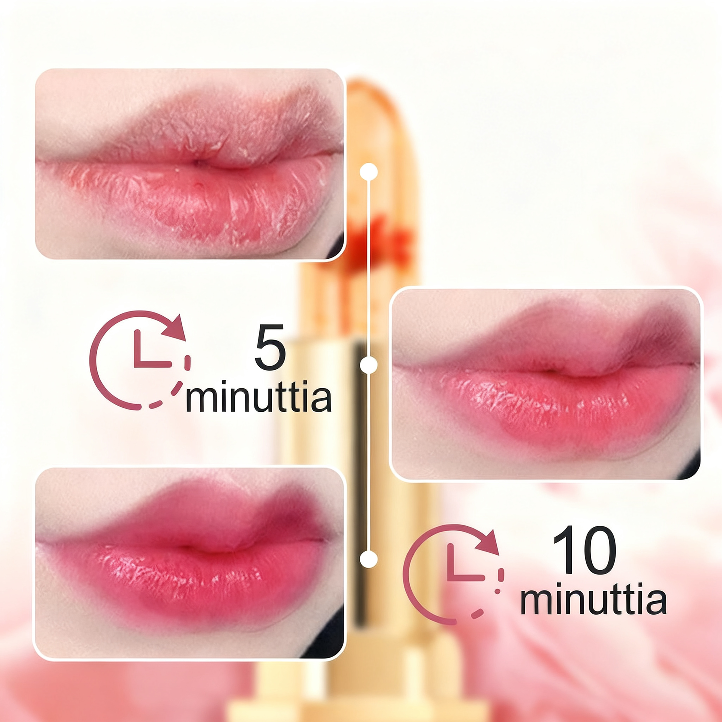 Kristallikukan lämpötilan väriä vaihtava hyytelöhuulipuna