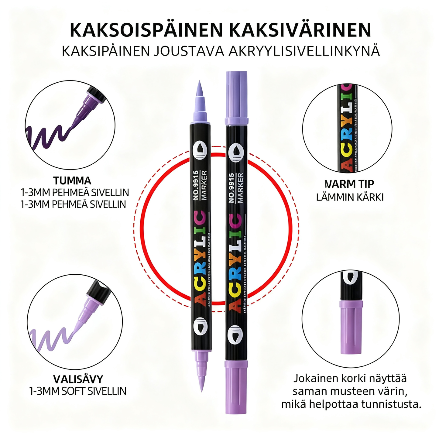 Kaksikärkinen akryylimaalitussi