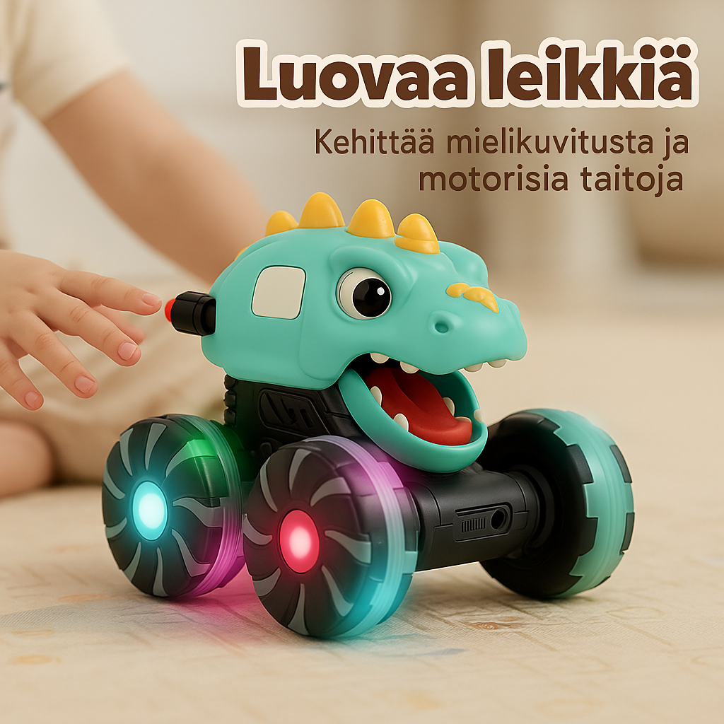 Paina ja mene -dinosaurusleluauto valoilla