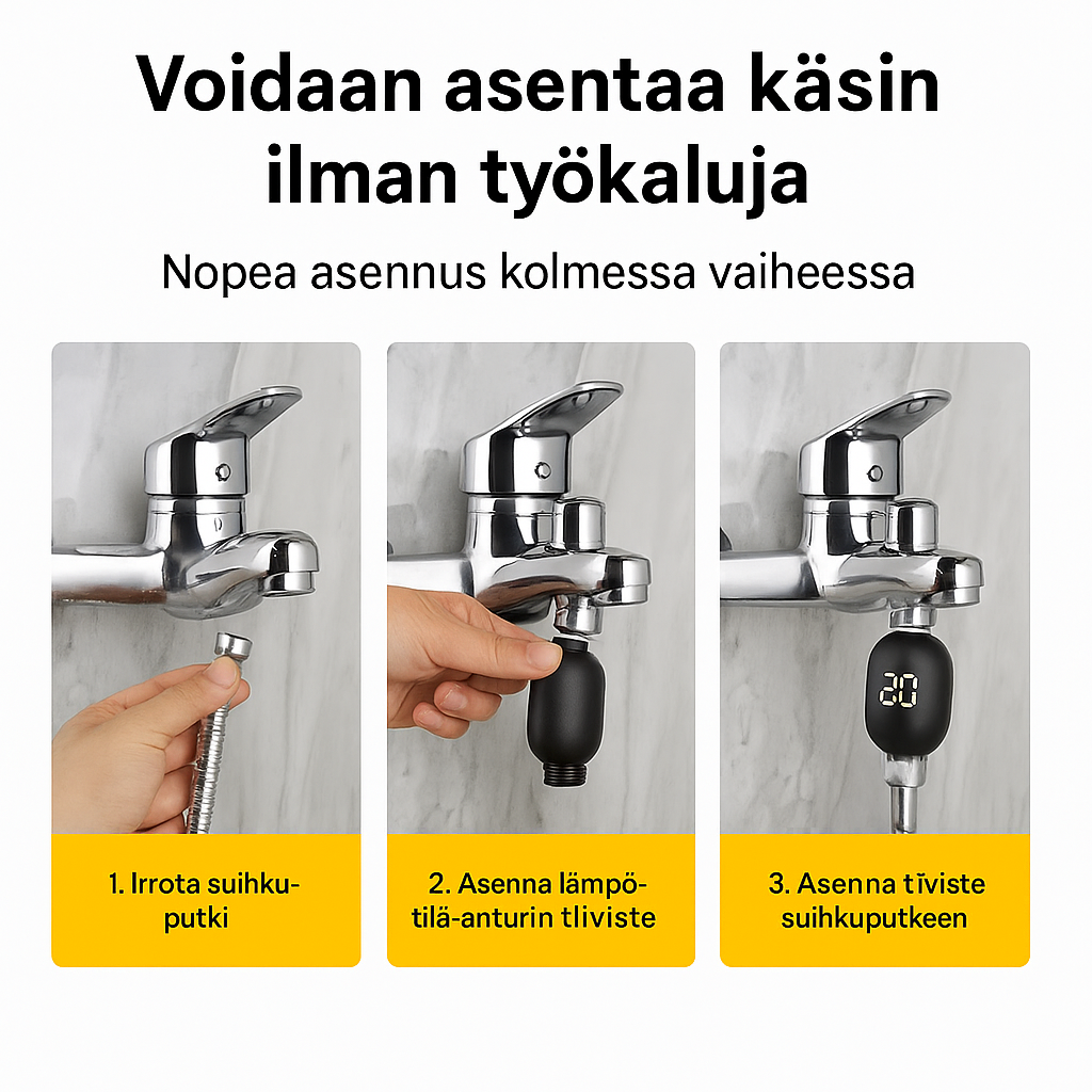 Älykäs suihkun lämpötilanäyttö