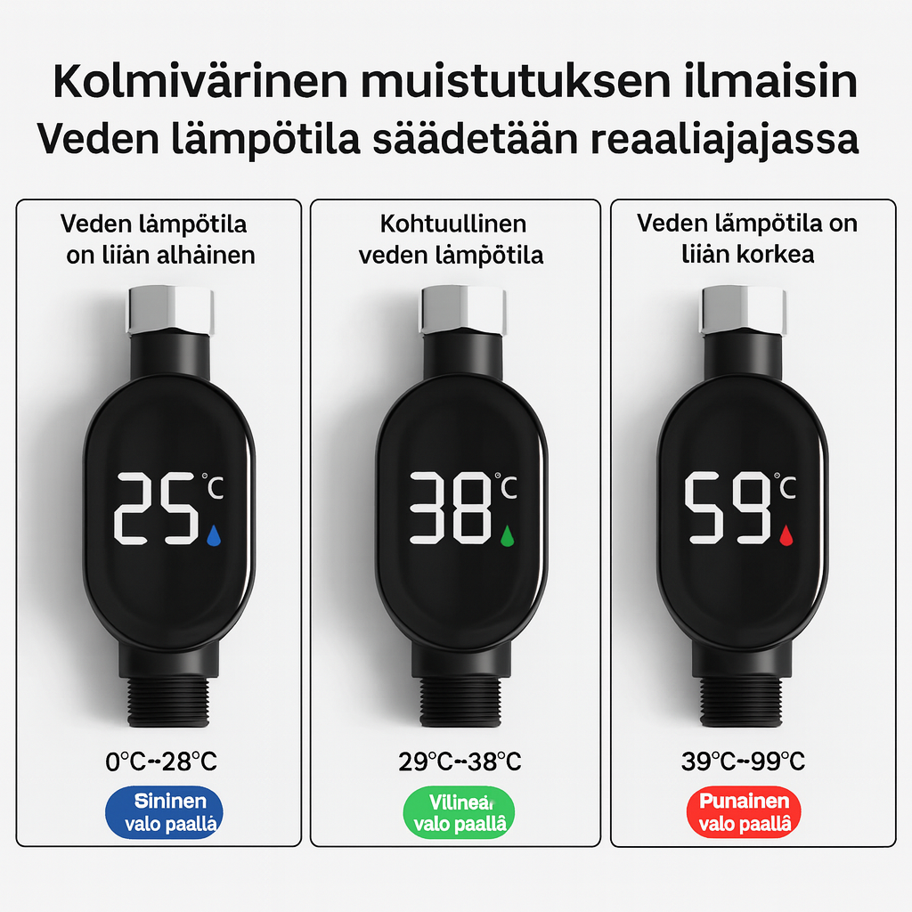 Älykäs suihkun lämpötilanäyttö