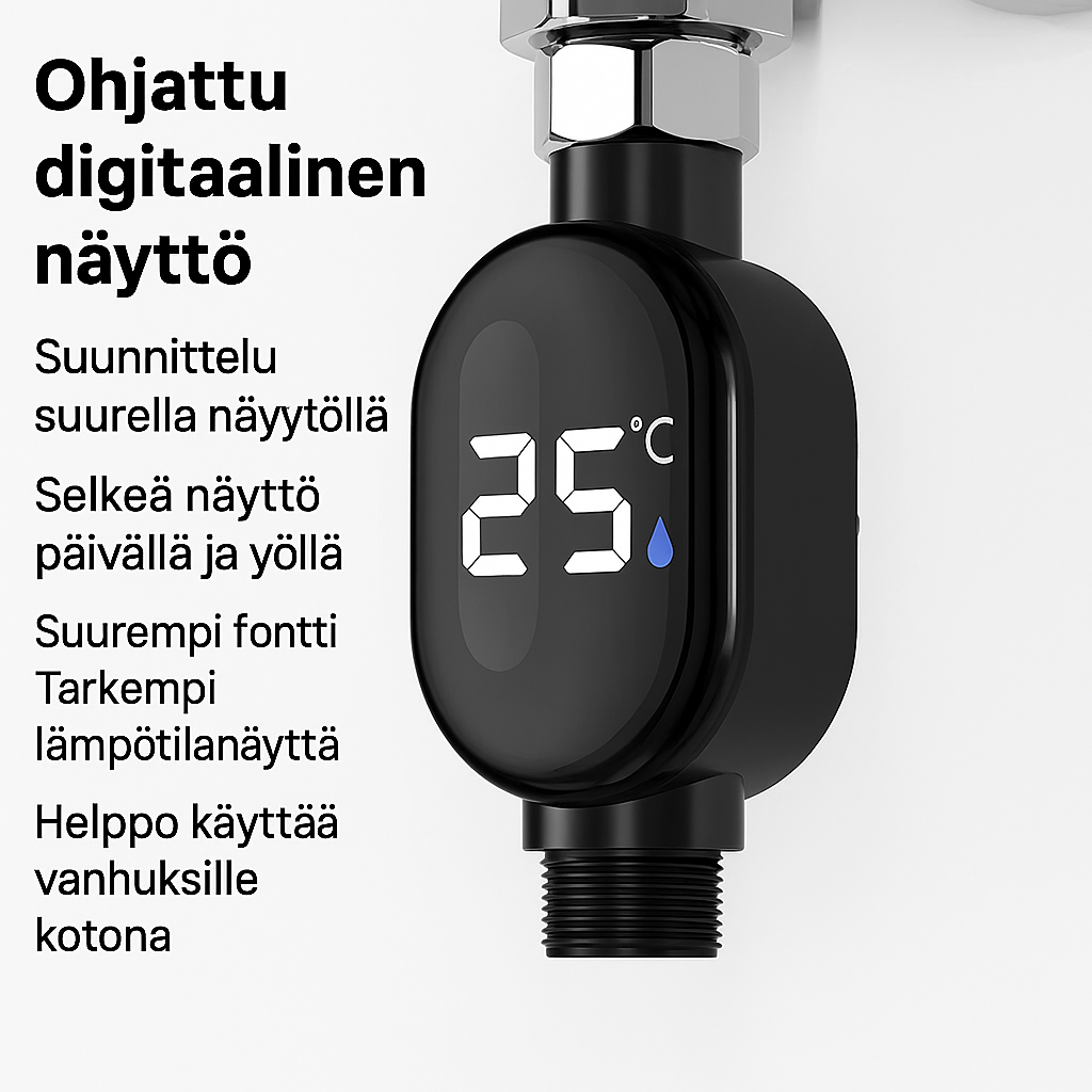 Älykäs suihkun lämpötilanäyttö