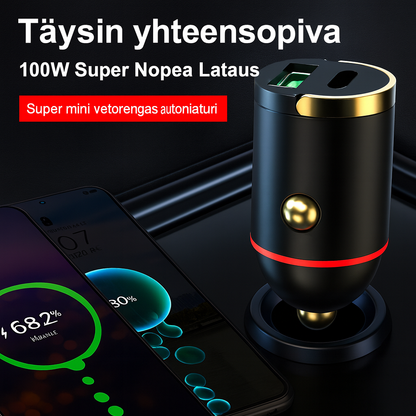 Kompakti 2-porttinen pikalaturi liikkeelläoloon