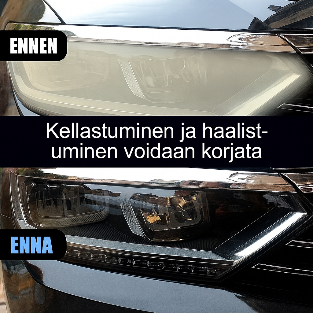 Auton ajovalojen kunnostusnestepakkaus