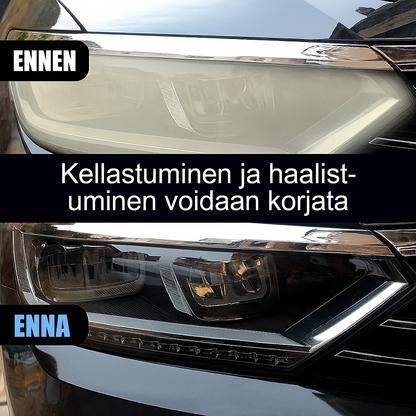 Auton ajovalojen kunnostusnestepakkaus