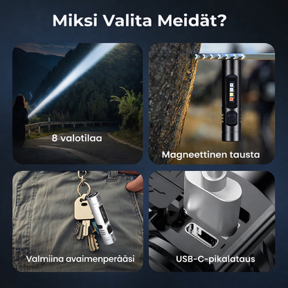 Monitoiminen minitaskulamppu alumiiniseoksesta