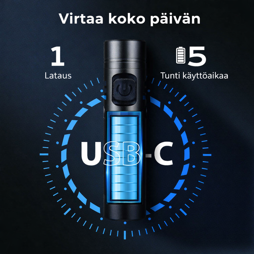 Monitoiminen minitaskulamppu alumiiniseoksesta