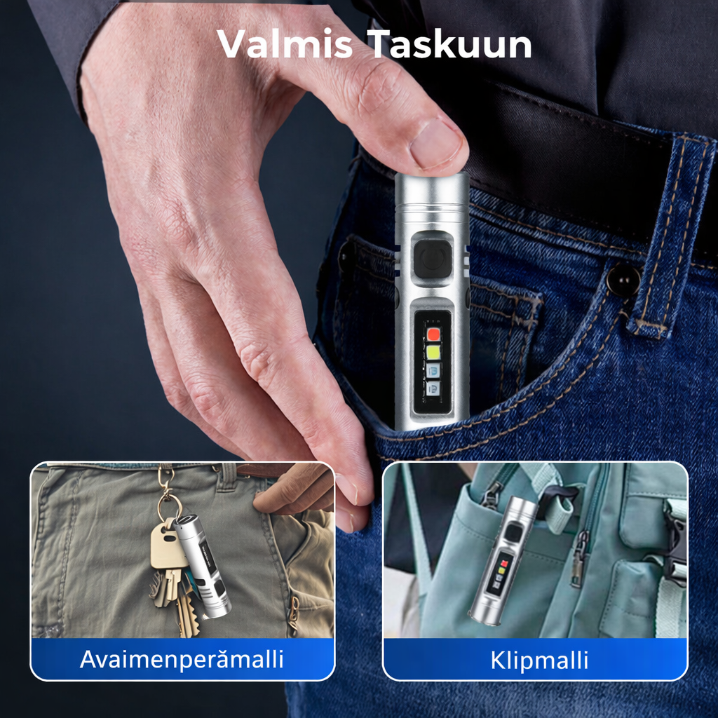 Monitoiminen minitaskulamppu alumiiniseoksesta