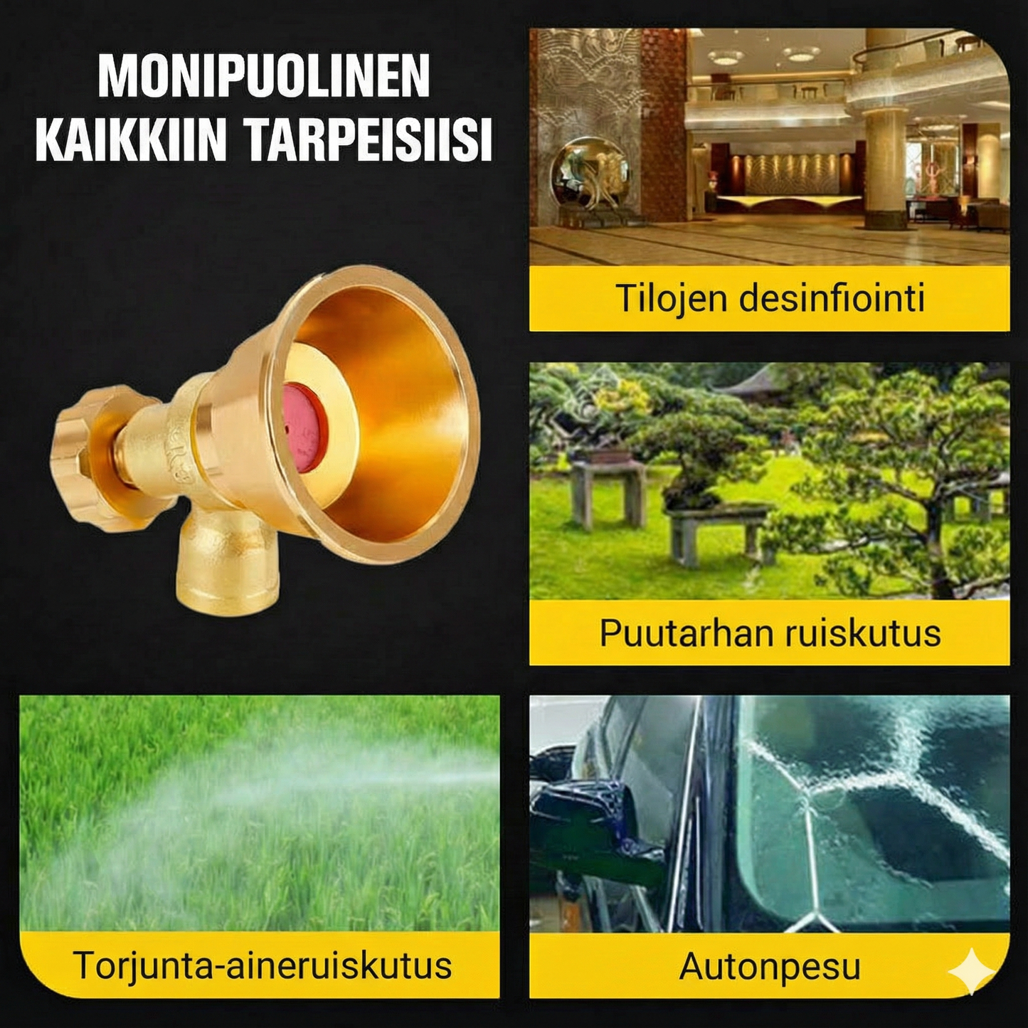 Säädettävä messinkisuutin maatalousruiskulle