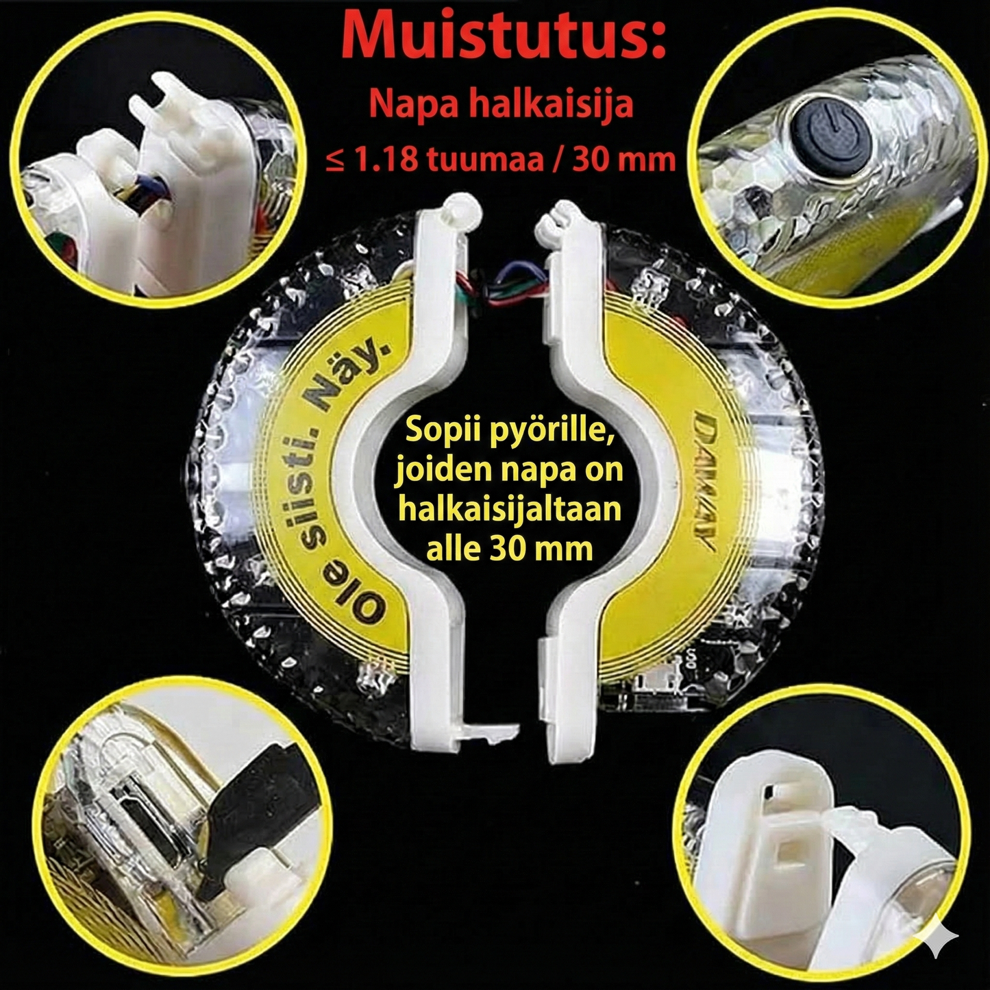 LED-pyörännavan valaistus yöajoon