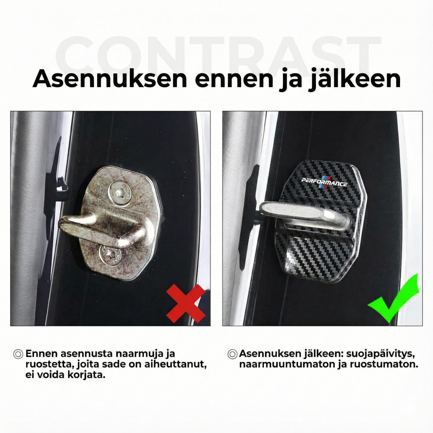 Auton oven salvan metalliset suojat (4 kpl)