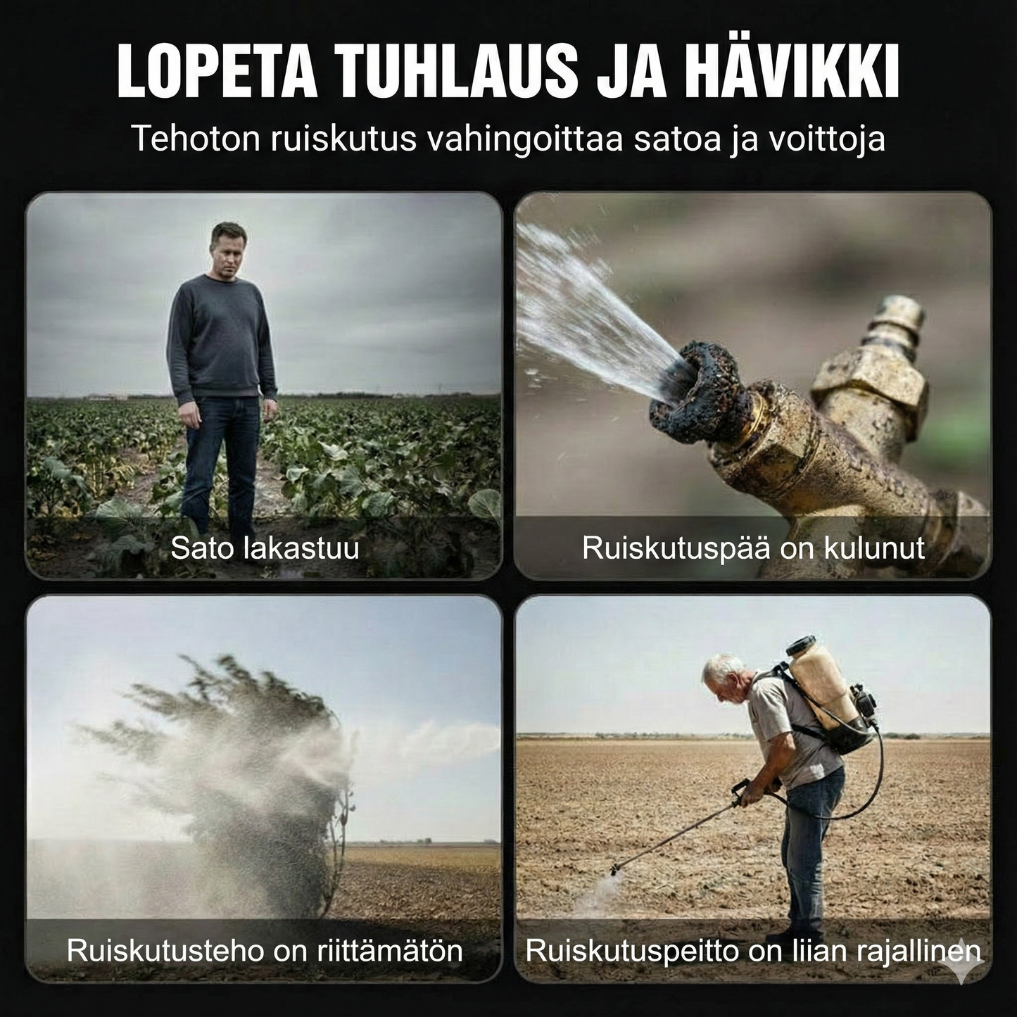 Säädettävä messinkisuutin maatalousruiskulle