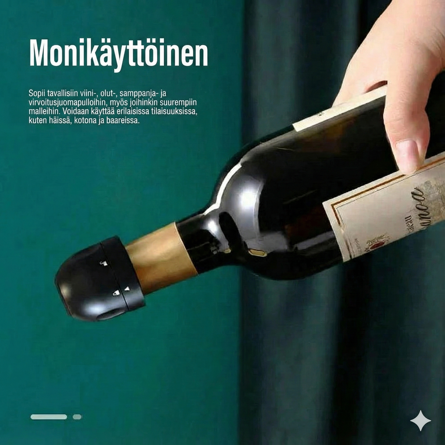 Silikonitiiviste viini-/samppanjapulloille