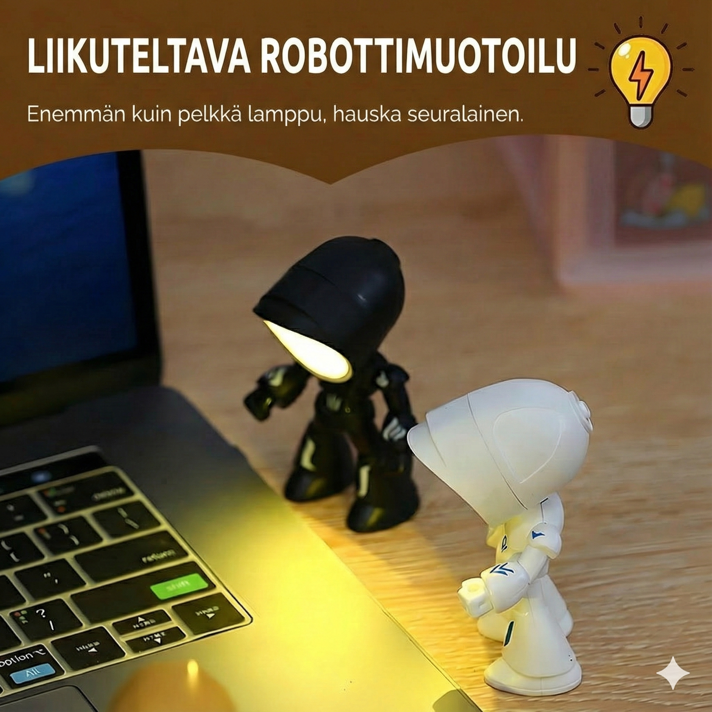 Mini luova robottipöytävalaisin