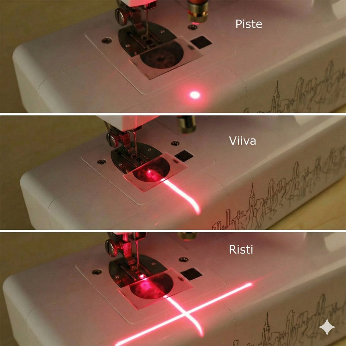 Magneettinen asemointipeittolamppu ompelukoneeseen