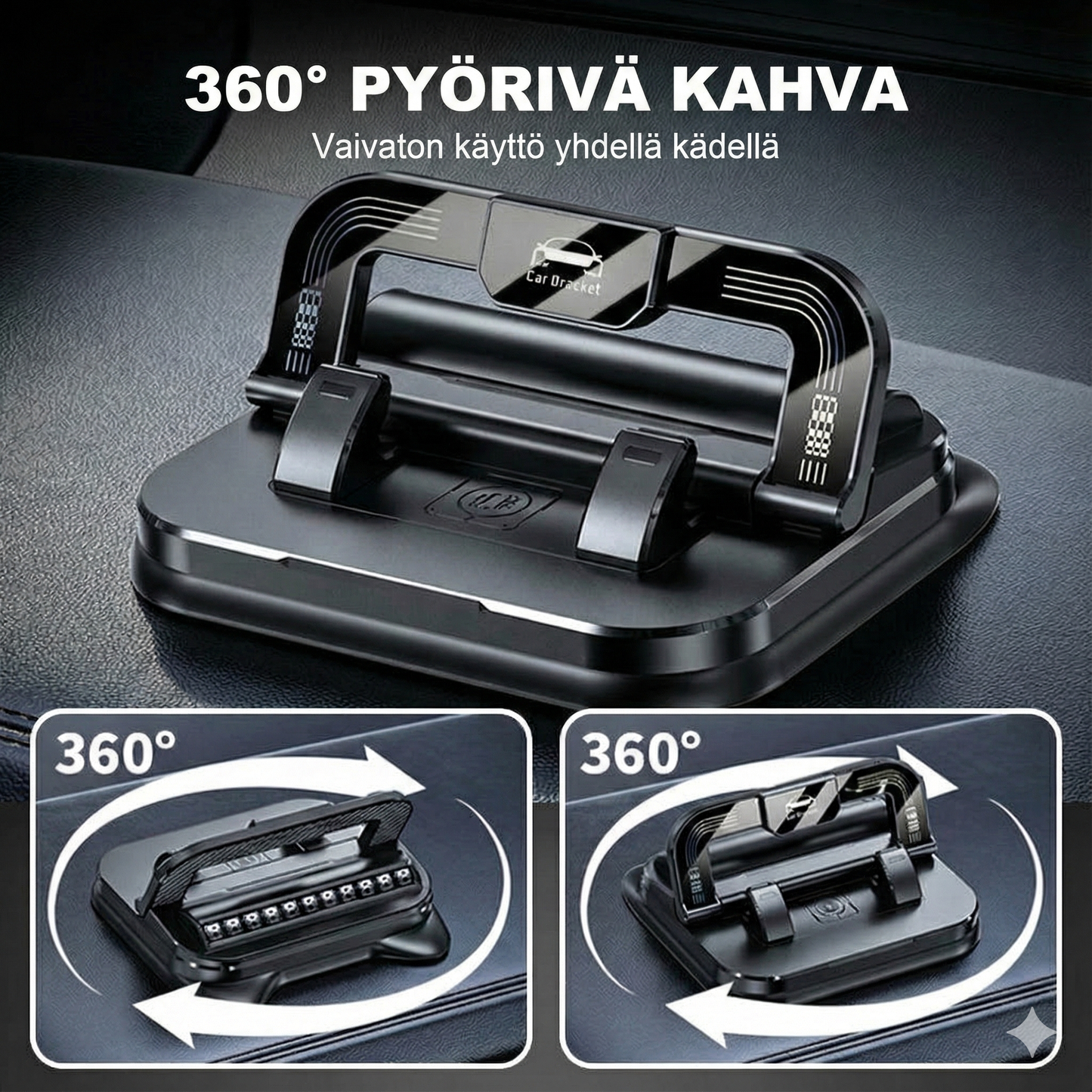 360° kääntyvä, kokoontaitettava puhelinteline