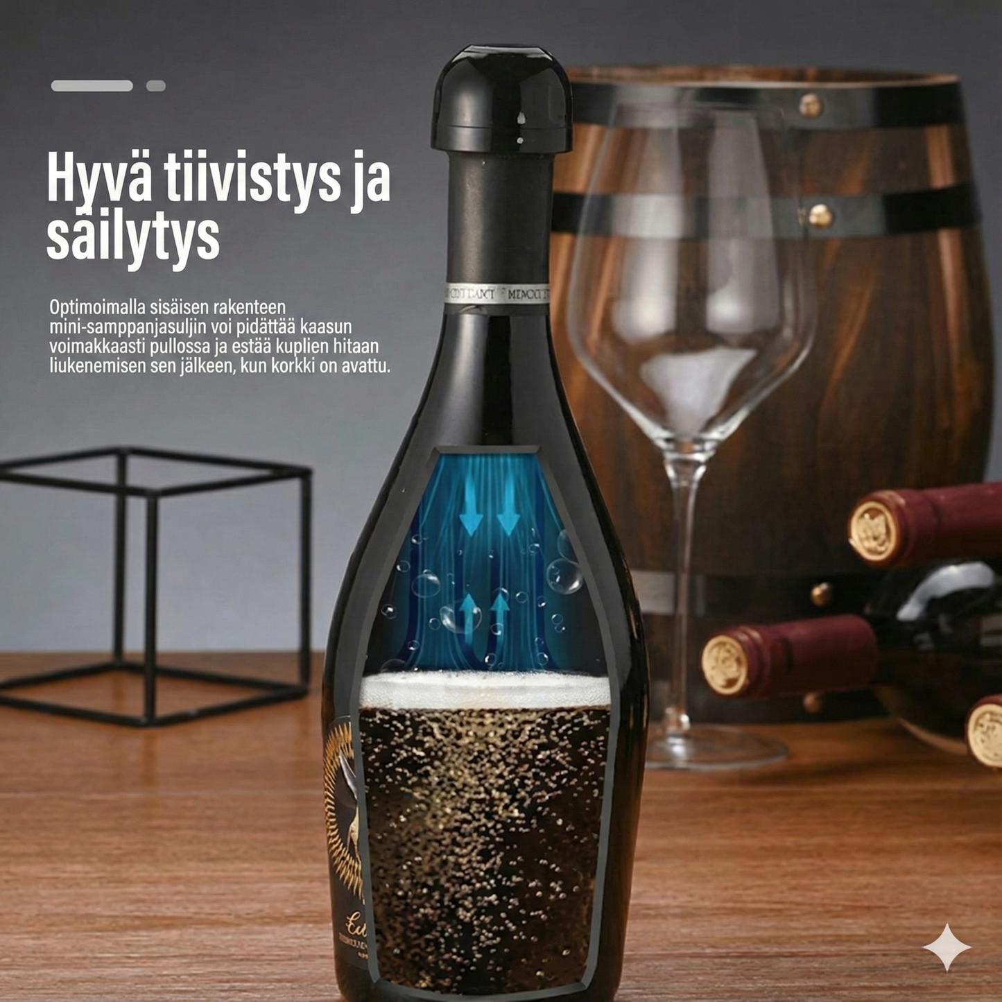 Silikonitiiviste viini-/samppanjapulloille