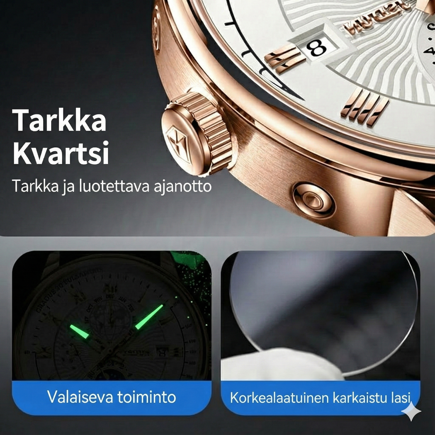 Klassinen ja tyylikäs kvartsikello miehille