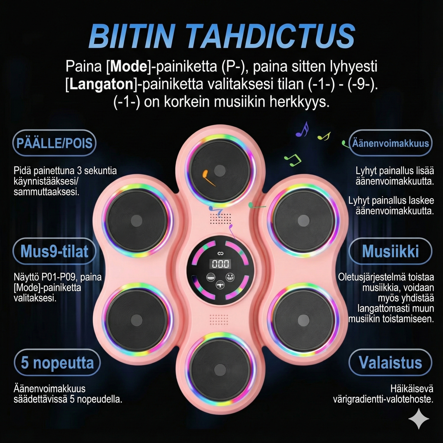 Bluetooth-musiikkinyrkkeilykone lapsille