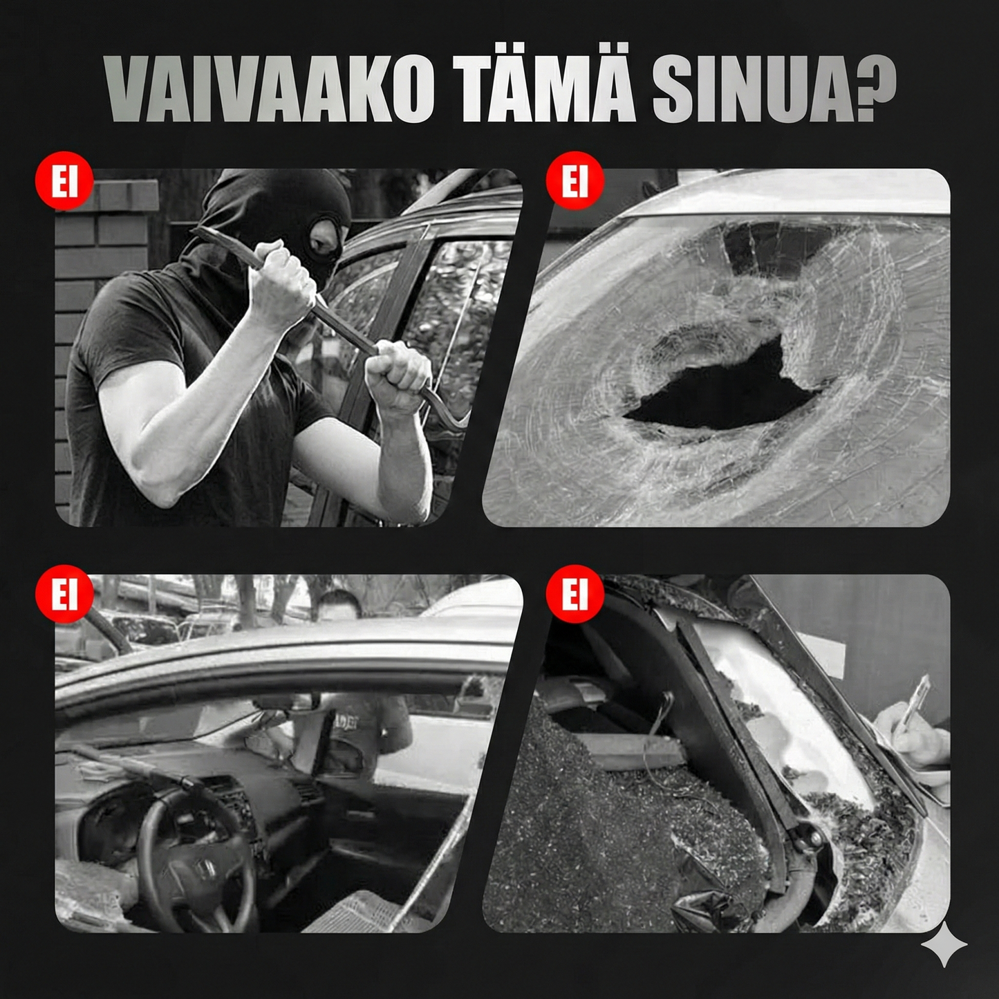 Aurinkokäyttöinen auton turvavalo (2 kpl)