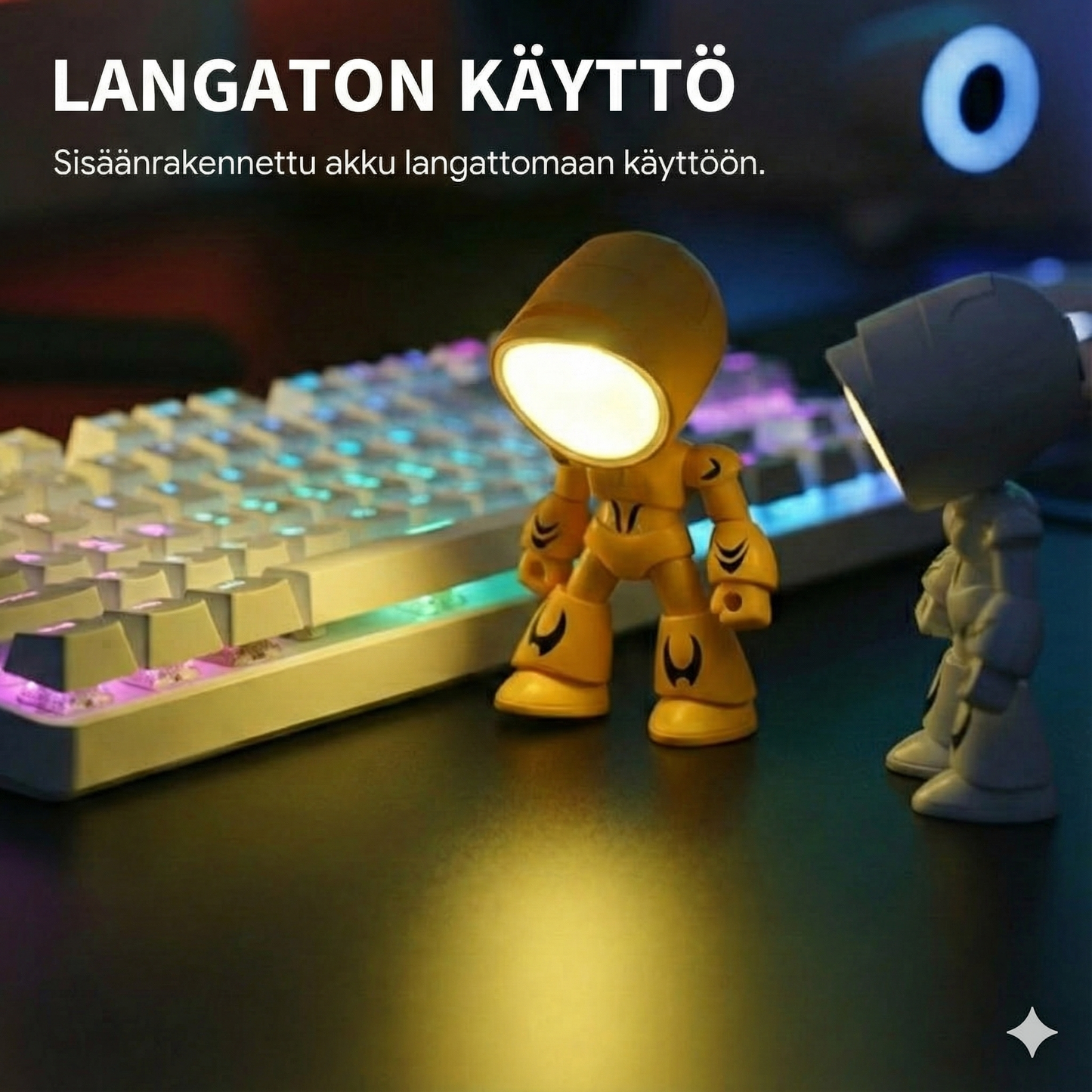 Mini luova robottipöytävalaisin