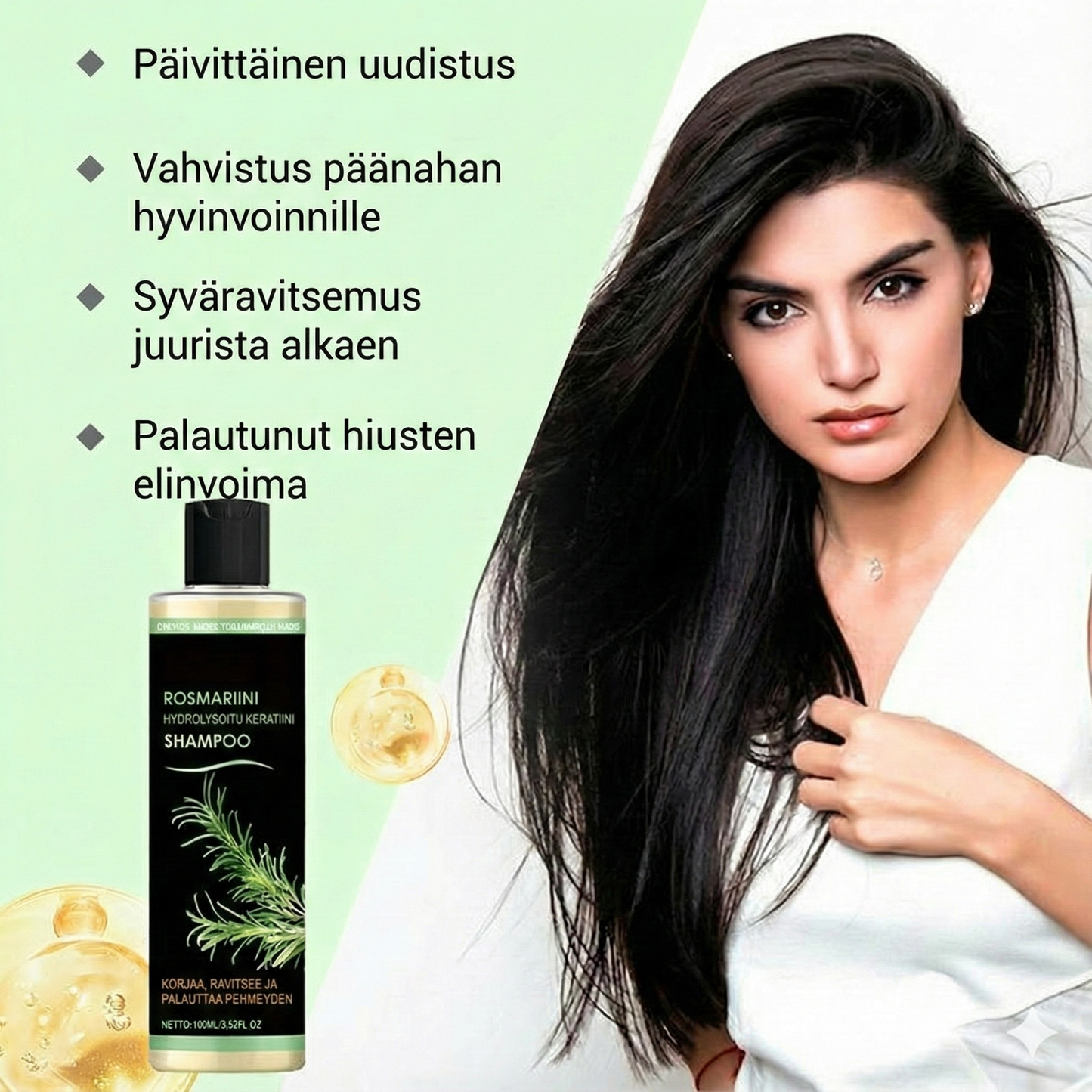 Rosmariinihydrolysoitu keratiini-shampoo