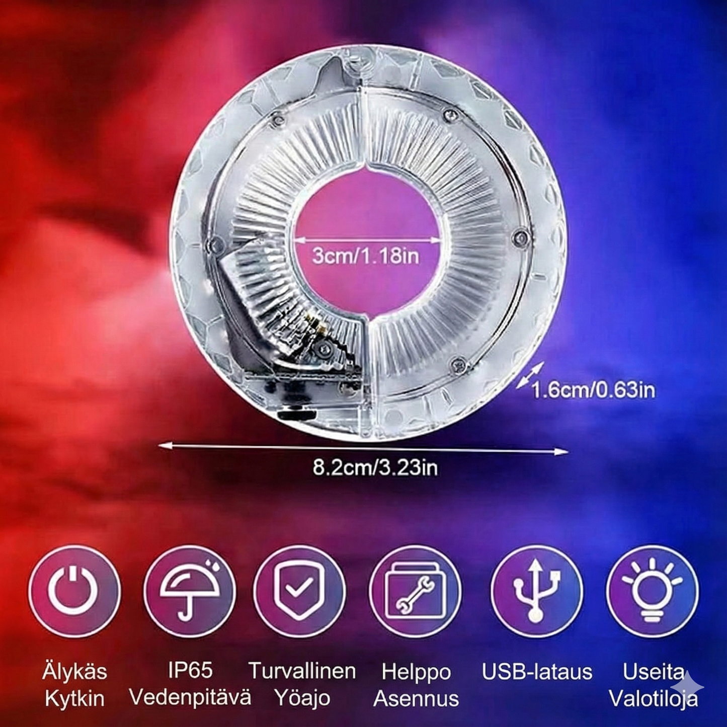 LED-pyörännavan valaistus yöajoon