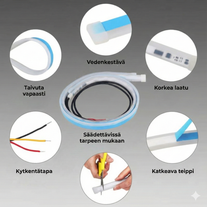 Auton ajovalojen LED-valaistus
