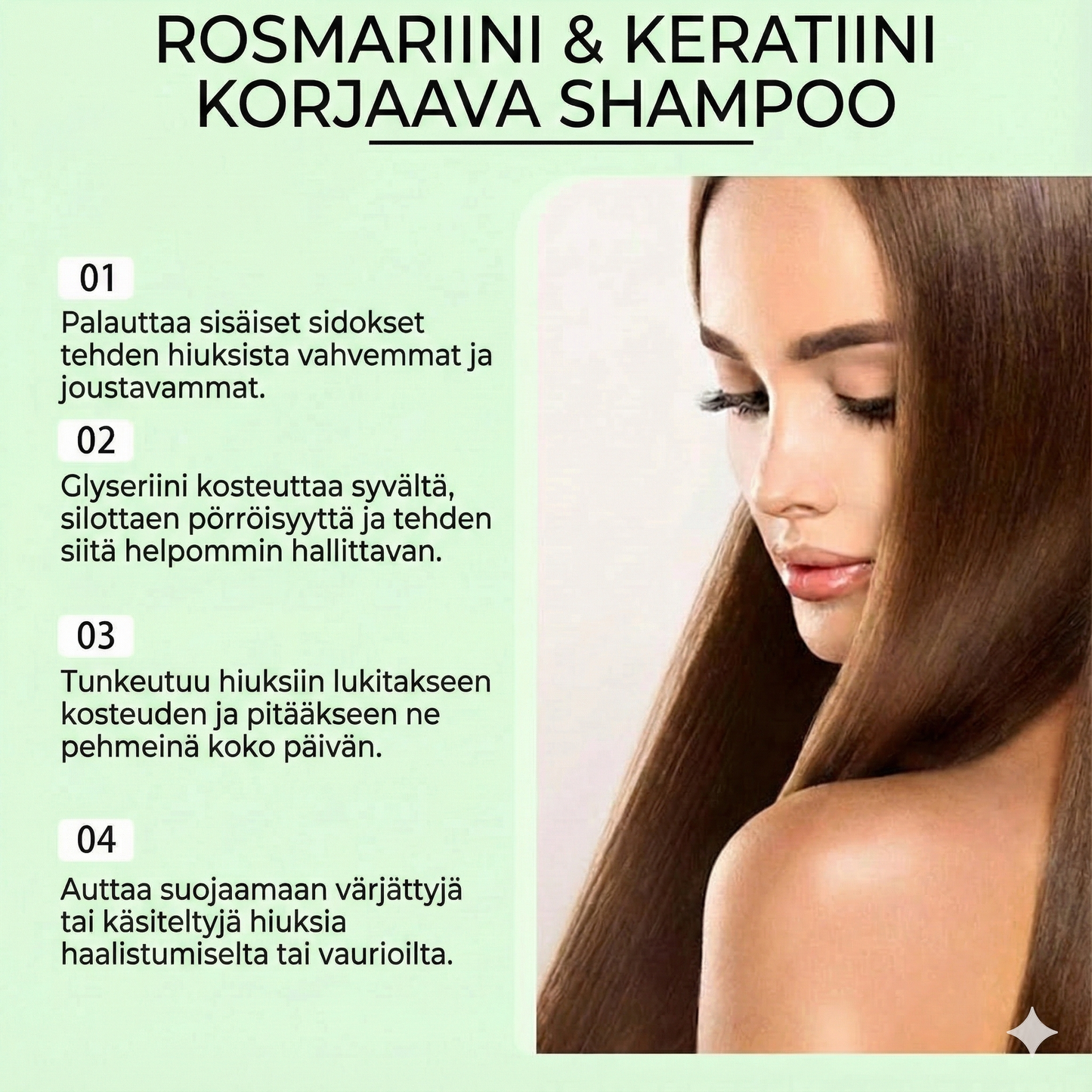 Rosmariinihydrolysoitu keratiini-shampoo