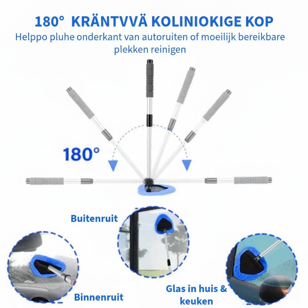 Auton tuulilasin puhdistustyökalusarja – Jatkettava ja 180° kääntyvä