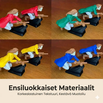 Maaginen luudanvarsikoriste auton kojelaudalle