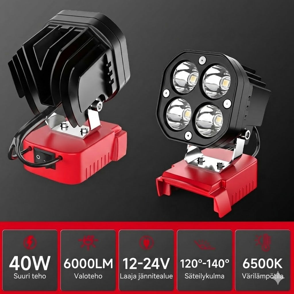 40 W kannettava 6000 lm LED-työvalo