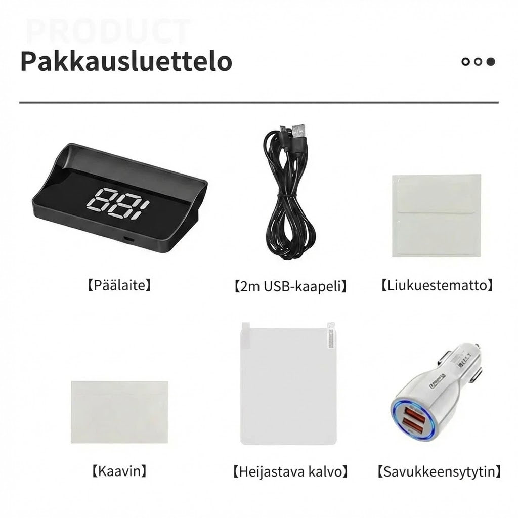 Nopeusmittari heijastusnäytöllä