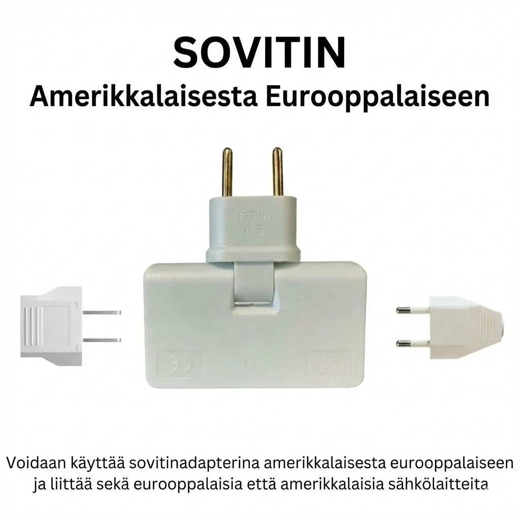 180° kääntyvä 3-osainen pistorasia