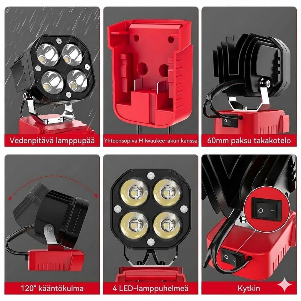 40 W kannettava 6000 lm LED-työvalo
