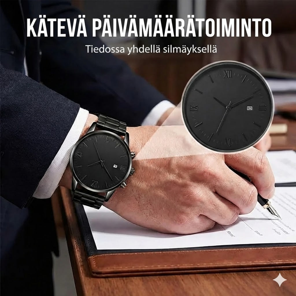 Minimalistinen miesten kvartsikello päivämääränäytöllä
