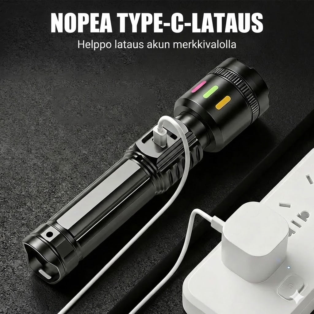 Digitaalinen LED-taskulamppu etäisyyszoomilla