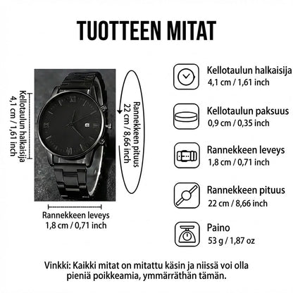 Minimalistinen miesten kvartsikello päivämääränäytöllä